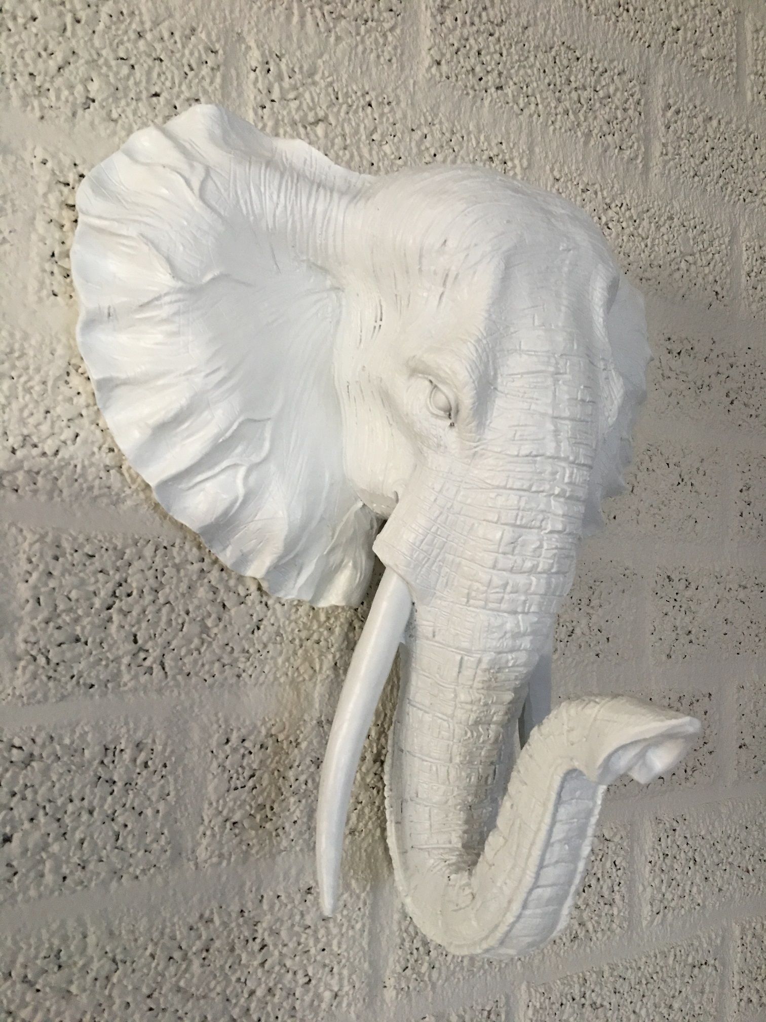 Mooie witte olifantenkop wandornament, prachtig!!